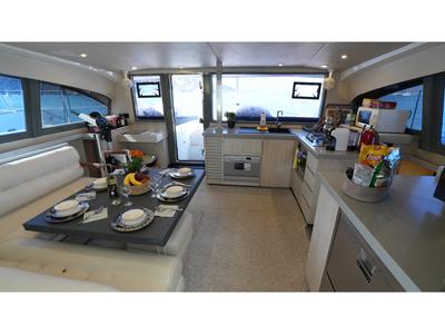 Galley of Panda Joy, a Leopard 40 catamaran at Fethiye, Turkey