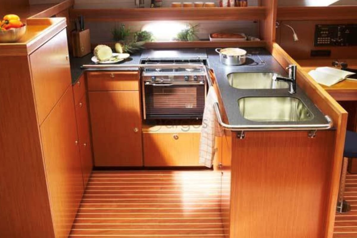 Galley of Lady Rose, a Bavaria 51 Cruiser sailboat at Termoli, Italy