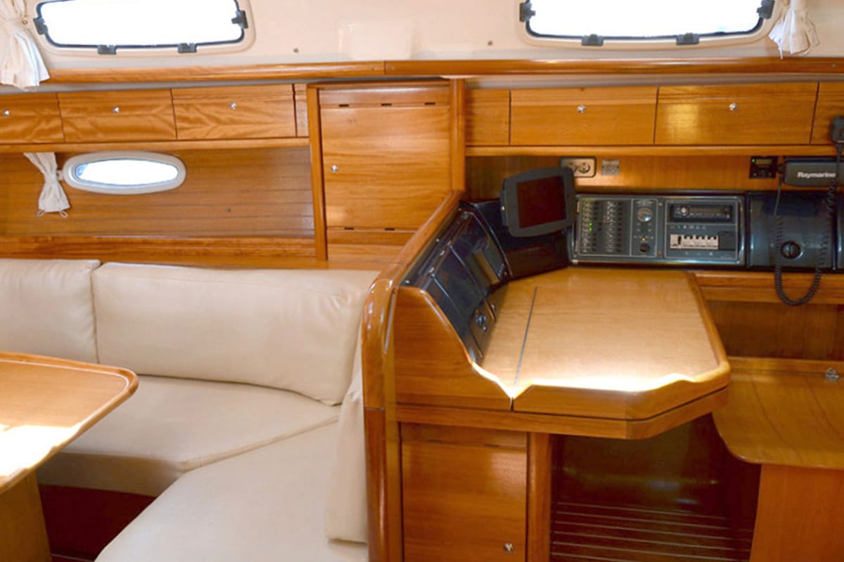 Salon of Ira, a Bavaria 39 Cruiser sailboat at Lavreotiki Municipal Unit, Greece