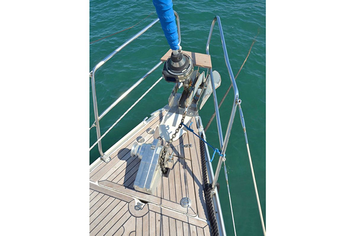 Deck of Ira, a Bavaria 39 Cruiser sailboat at Lavreotiki Municipal Unit, Greece
