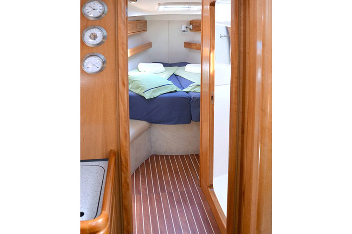 Cabin on Ira, a Bavaria 39 Cruiser sailboat at Lavreotiki Municipal Unit, Greece