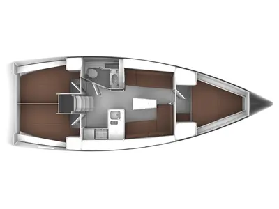 Floor plan of Typhon, a Bavaria Cruiser 37 sailboat at Općina Sukošan, Croatia