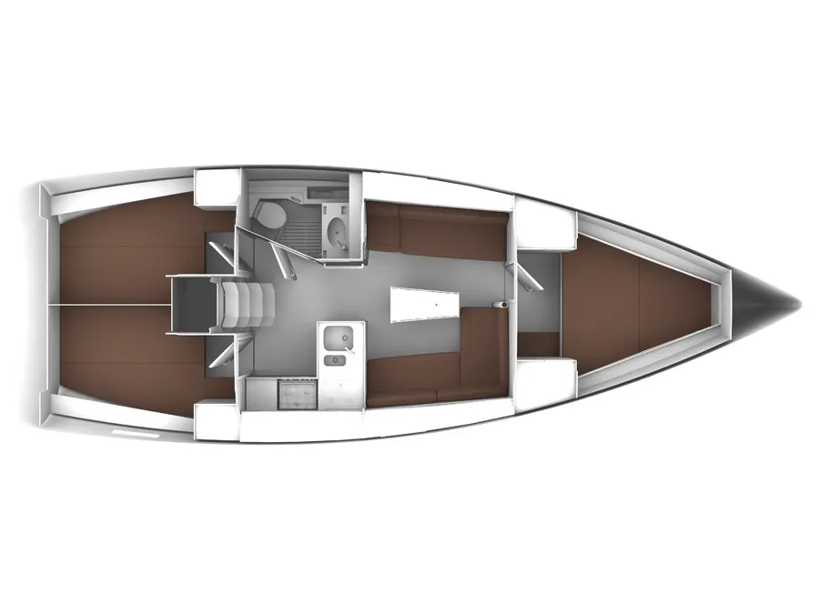 Floor plan of Typhon, a Bavaria Cruiser 37 sailboat at Općina Sukošan, Croatia