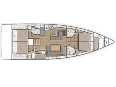 Floor plan of Elise, a Beneteau Oceanis 51.1 sailboat at Marina Delta Kallithea, Greece
