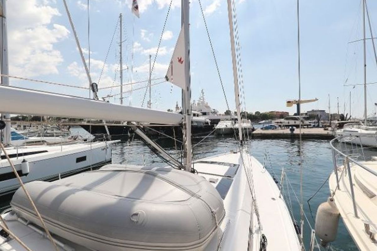 Deck of Mr.White, a Beneteau Oceanis 46.1 sailboat at Zadar, Croatia