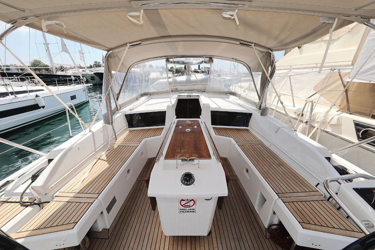 Deck of Mr.White, a Beneteau Oceanis 46.1 sailboat at Zadar, Croatia
