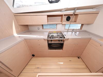 Galley of Mr.White, a Beneteau Oceanis 46.1 sailboat at Zadar, Croatia