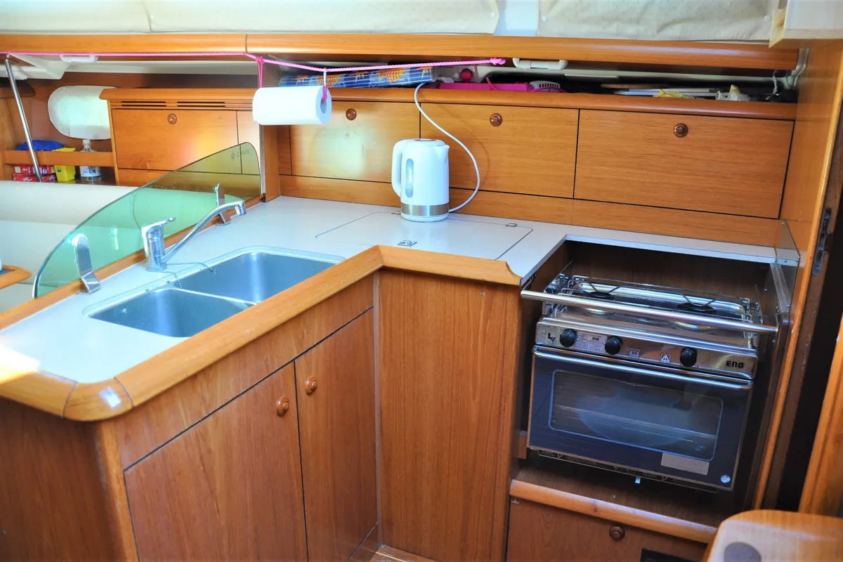 Galley of Pink Pearl, a Jeanneau Sun Odyssey 37 sailboat at Izola / Isola, Slovenia