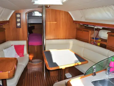 Salon of Pink Pearl, a Jeanneau Sun Odyssey 37 sailboat at Izola / Isola, Slovenia