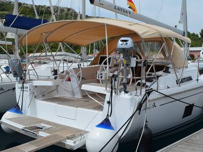 Deck of Laysan, a Hanse Yachts Hanse 418 sailboat at Općina Rogoznica, Croatia