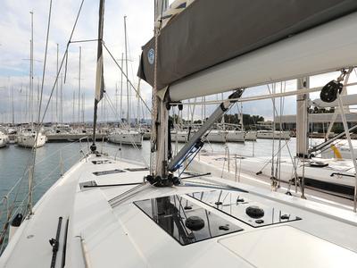 Deck of Kulfoldi Panna, a Hanse Yachts Hanse 455 sailboat at Općina Sukošan, Croatia