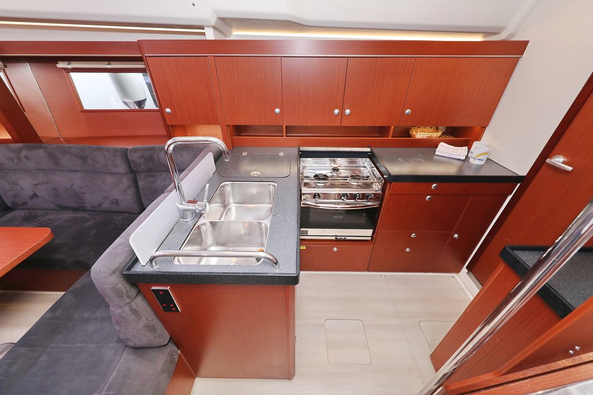 Galley of Kulfoldi Panna, a Hanse Yachts Hanse 455 sailboat at Općina Sukošan, Croatia