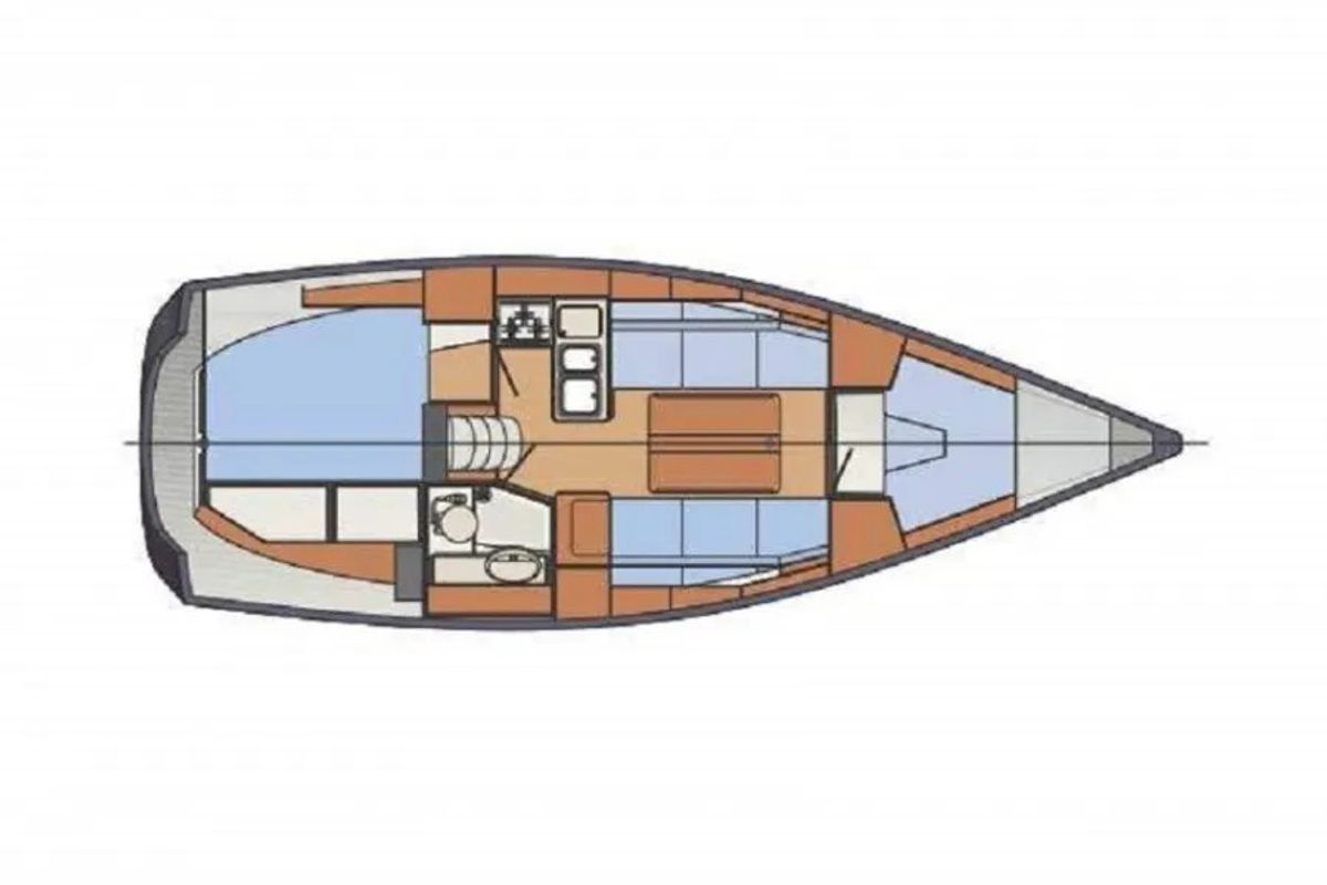 Floor plan of Kelsyo, a Delphia Yachts Delphia 31 sailboat at Port Navalo, France