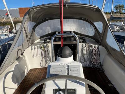Cockpit of Kelsyo, a Delphia Yachts Delphia 31 sailboat at Port Navalo, France