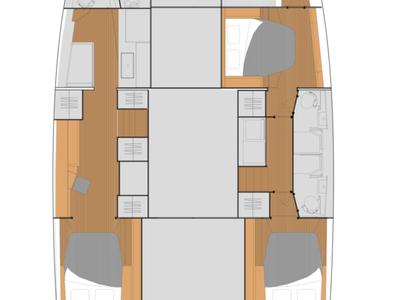Floor plan of Playful, a Fountaine Pajot Tanna 47 Maestro catamaran at Road Town, British Virgin Islands
