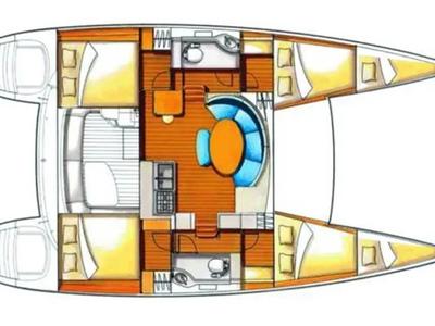 Floor plan of Queen Mia, a Lagoon 380 catamaran at Grad Biograd na Moru, Croatia
