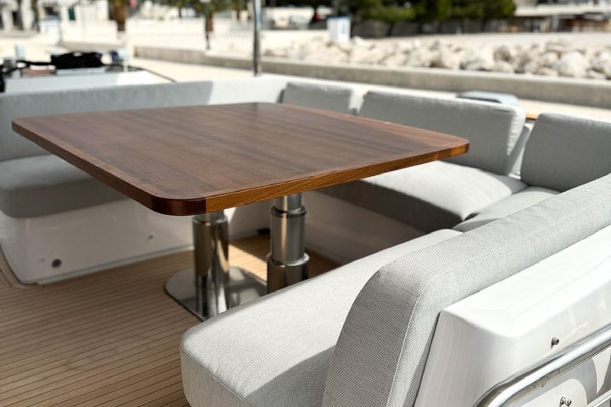 Deck of Moon light, a Azimut Magellano 66 yacht at Općina Sukošan, Croatia