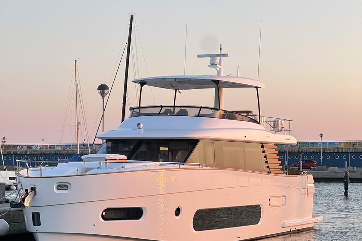 Exterior view of Moon light, a Azimut Magellano 66 yacht at Općina Sukošan, Croatia