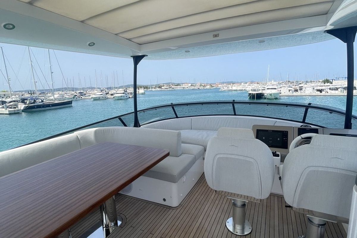 Cockpit of Moon light, a Azimut Magellano 66 yacht at Općina Sukošan, Croatia