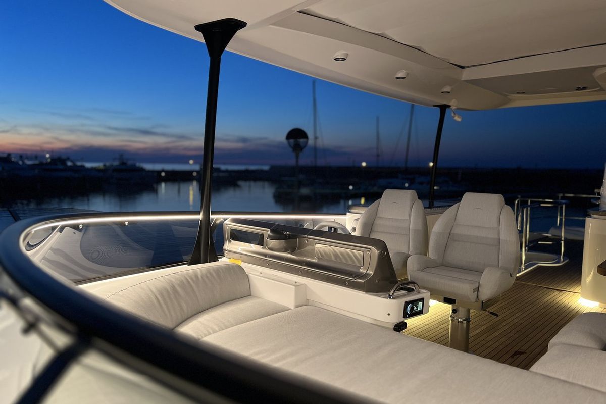 Cockpit of Moon light, a Azimut Magellano 66 yacht at Općina Sukošan, Croatia