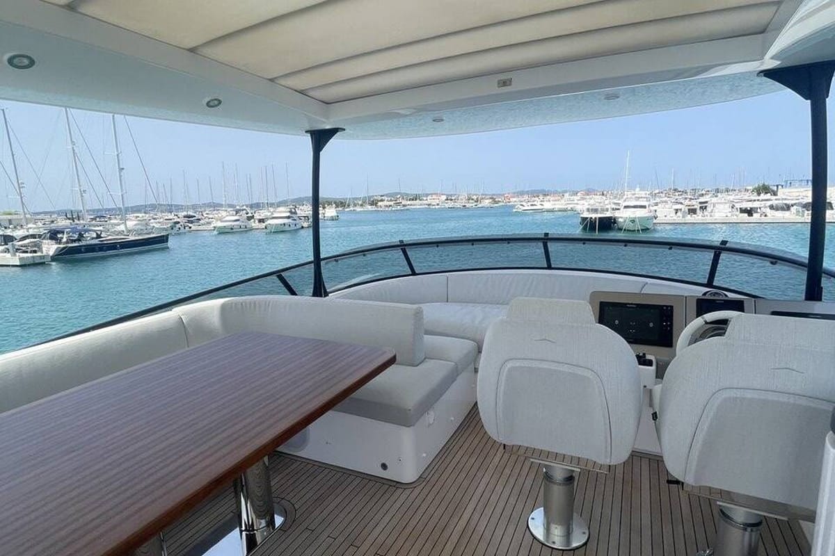 Exterior view of Moon light, a Azimut Magellano 66 yacht at Općina Sukošan, Croatia