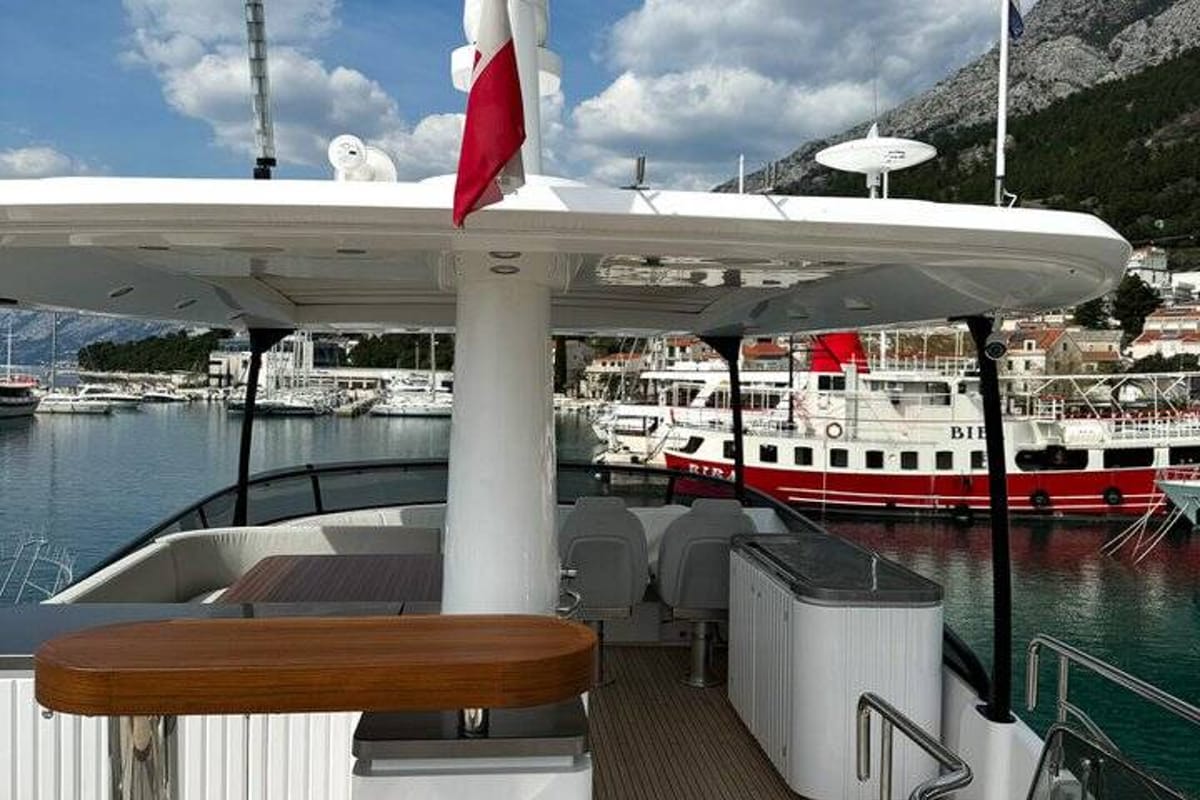 Deck of Moon light, a Azimut Magellano 66 yacht at Općina Sukošan, Croatia