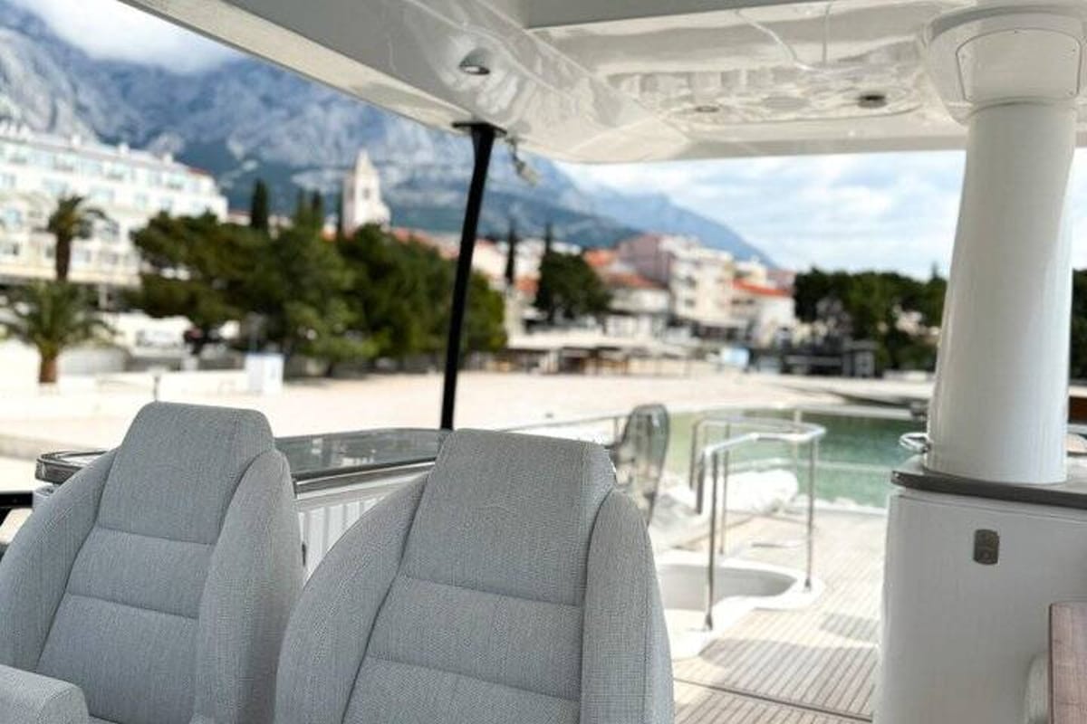 Deck of Moon light, a Azimut Magellano 66 yacht at Općina Sukošan, Croatia