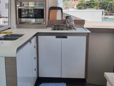 Galley of Gazi, a Fountaine Pajot Isla 40 catamaran at Marmaris, Turkey