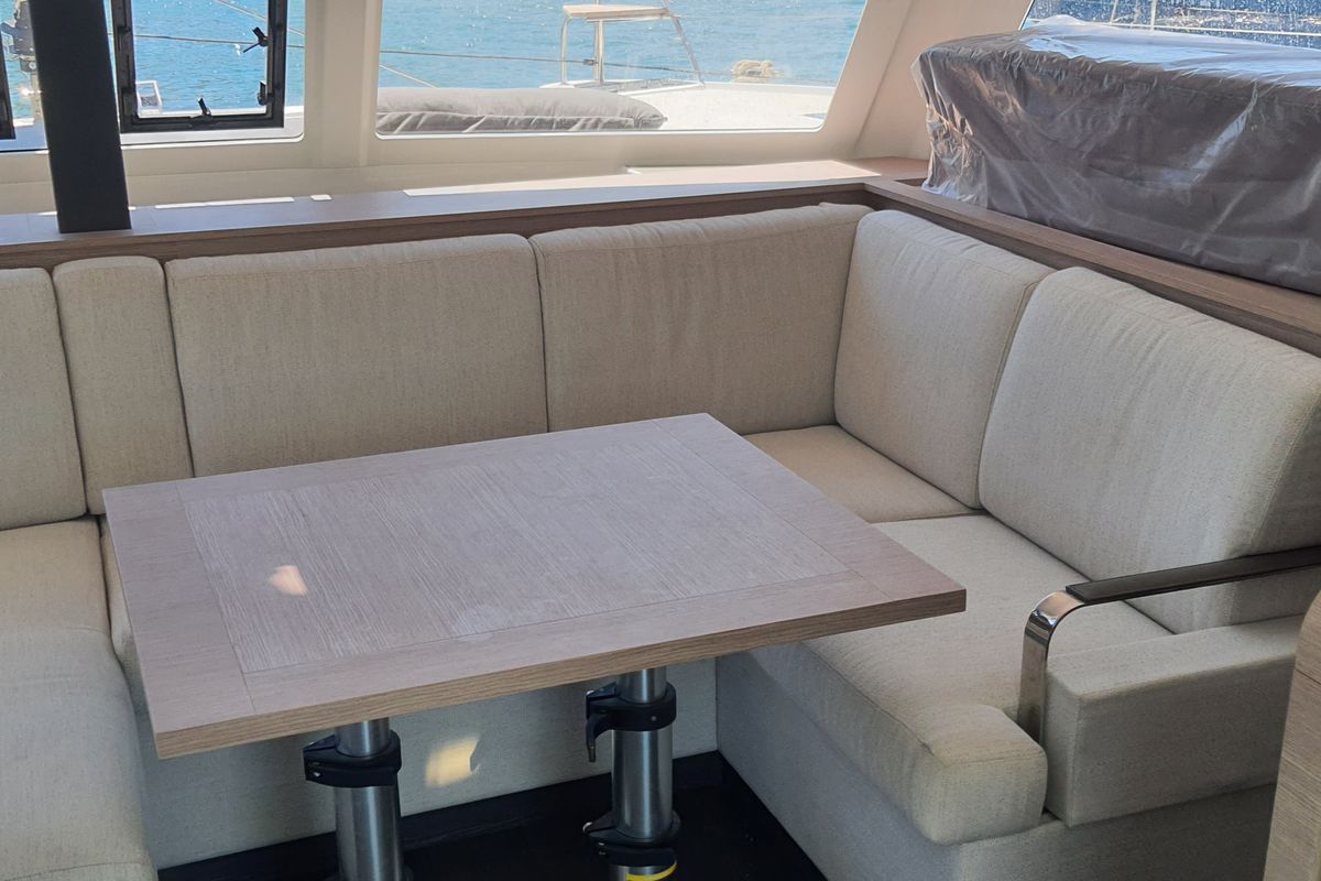 Salon of Gazi, a Fountaine Pajot Isla 40 catamaran at Marmaris, Turkey