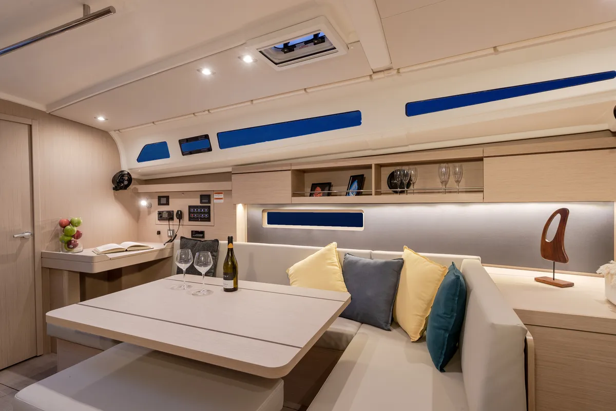 Salon of Moorings 42.3 Club, a Beneteau Oceanis 40.1 sailboat at Marigot, France