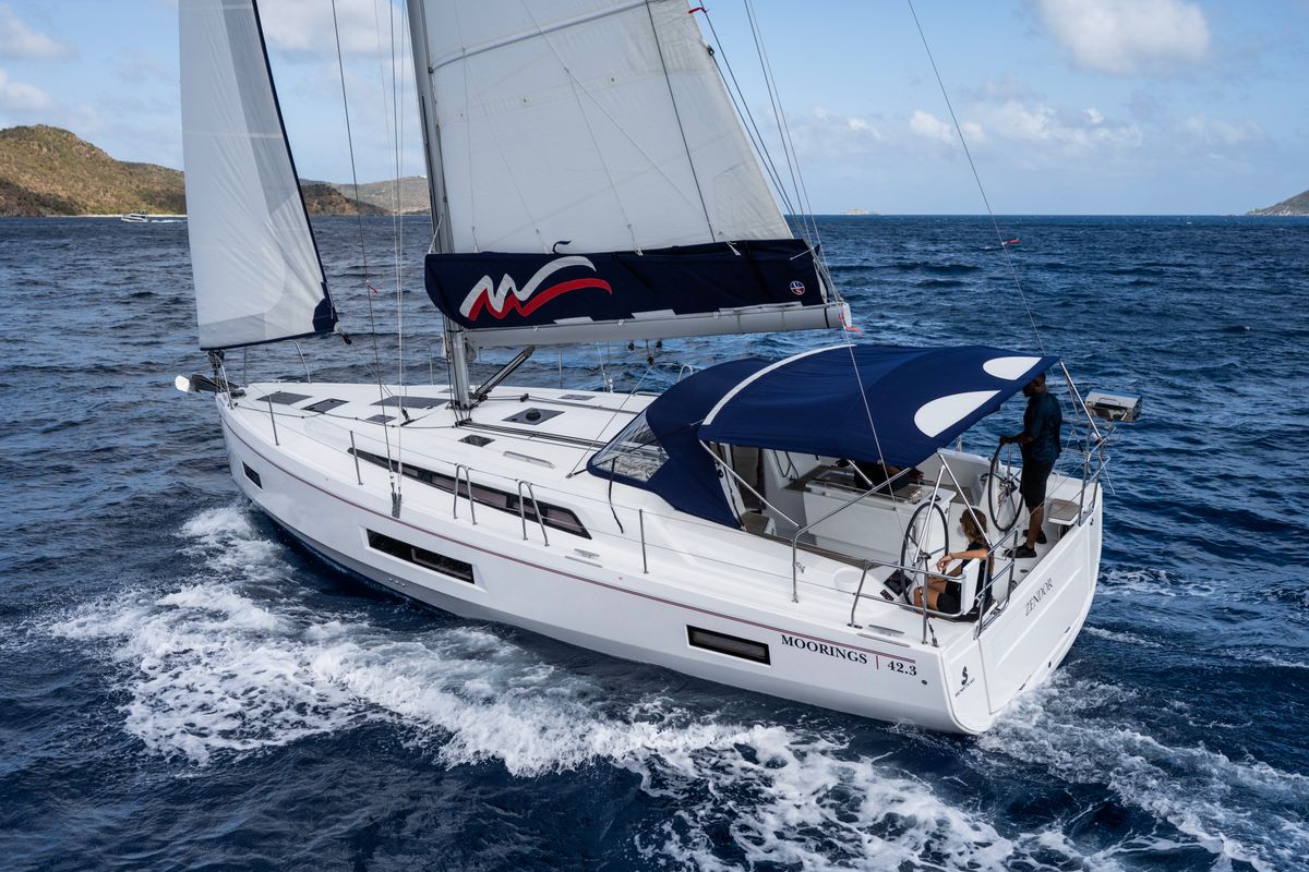 Exterior view of Moorings 42.3 Club, a Beneteau Oceanis 40.1 sailboat at Marigot, France