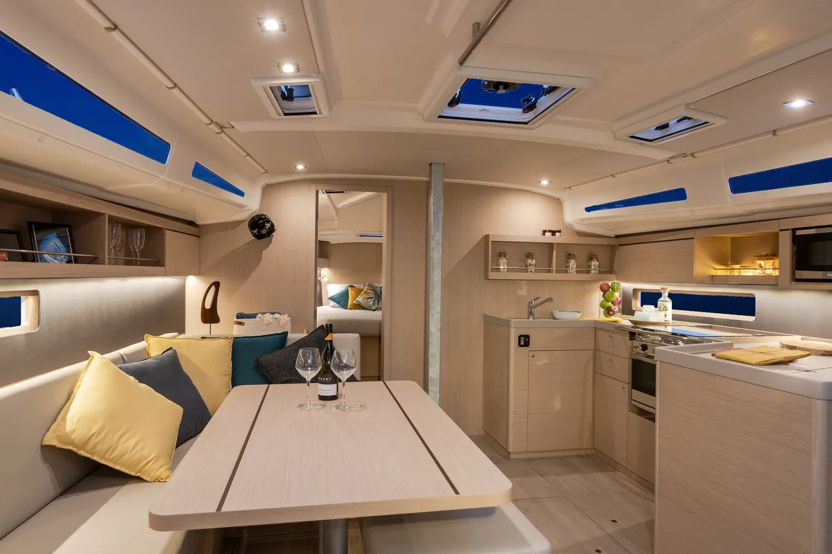 Salon of Moorings 42.3 Club, a Beneteau Oceanis 40.1 sailboat at Marigot, France