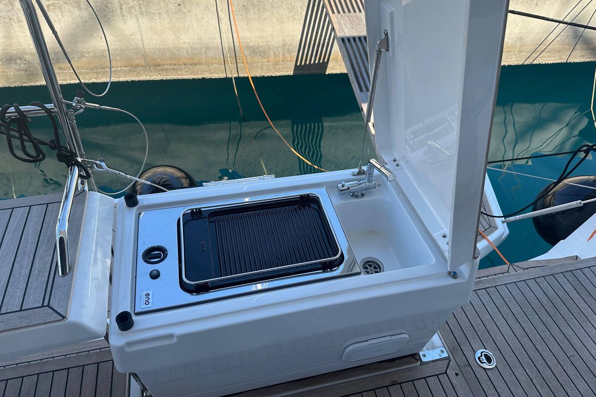Deck of Wilson, a Hanse Yachts Hanse 460 sailboat at Punat, Croatia