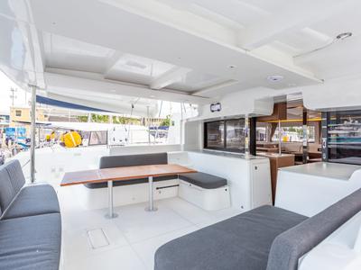 Salon of Clearlake III, a Lagoon 46 OW catamaran at Road Town, British Virgin Islands