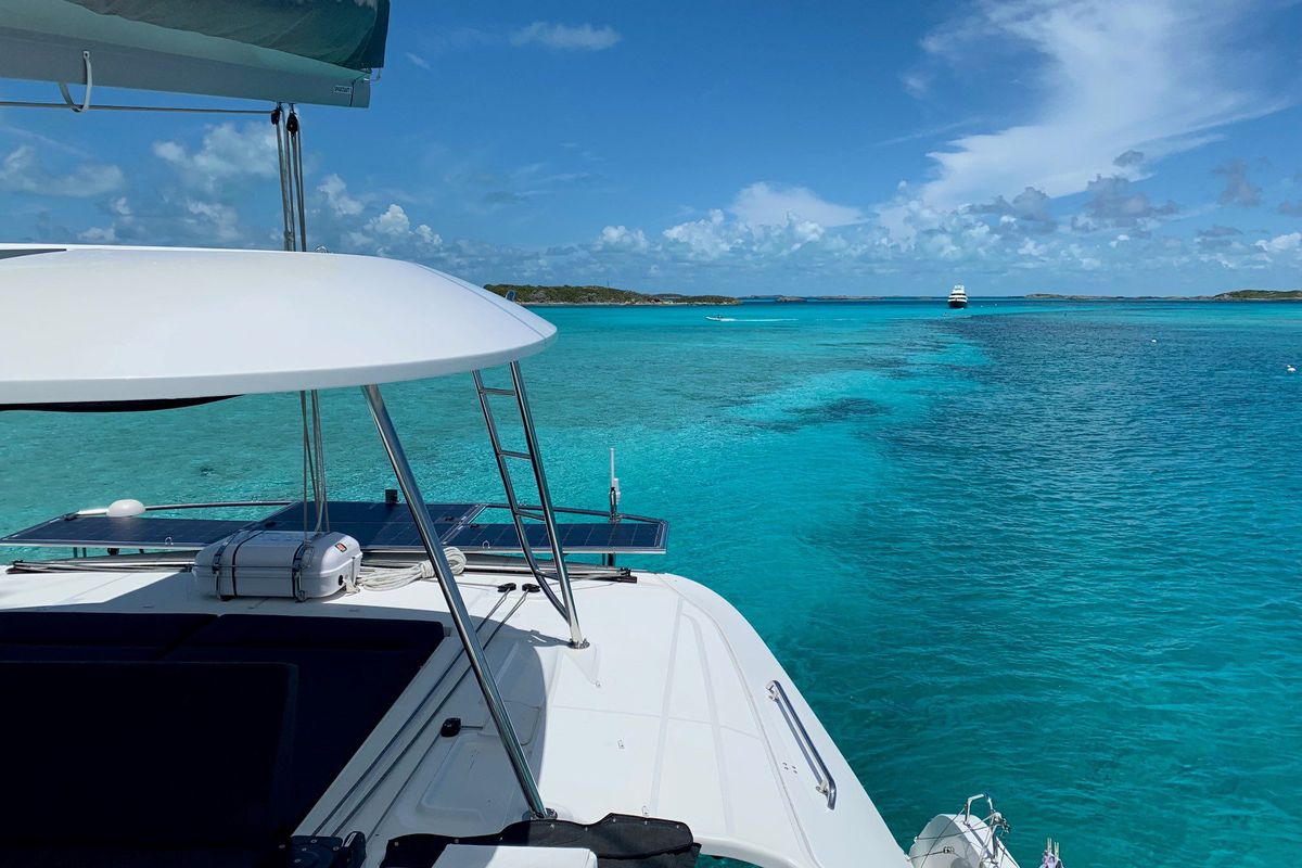 Deck of Clearlake III, a Lagoon 46 OW catamaran at Road Town, British Virgin Islands