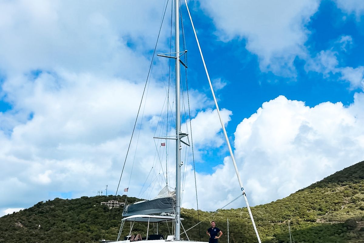 Exterior view of Clearlake III, a Lagoon 46 OW catamaran at Road Town, British Virgin Islands