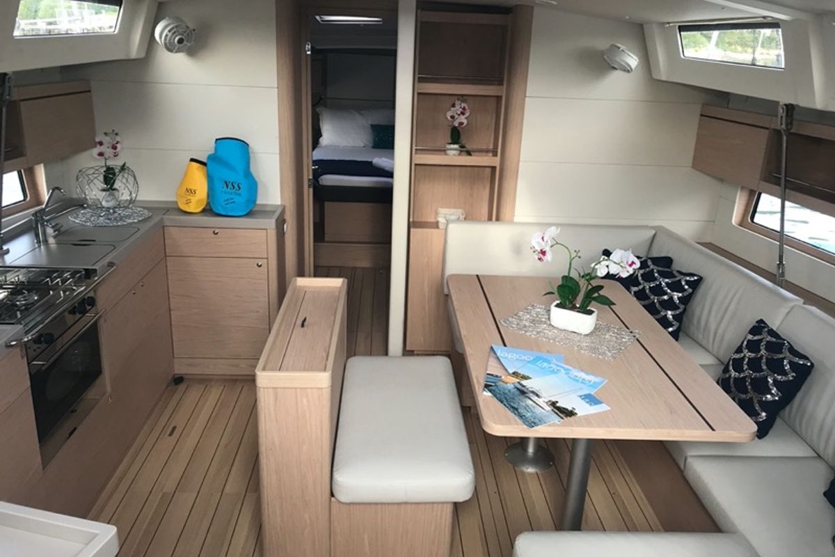 Galley of Meridiana, a Beneteau Oceanis 46.1 sailboat at Olbia, Italy