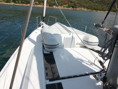 Deck of Meridiana, a Beneteau Oceanis 46.1 sailboat at Olbia, Italy