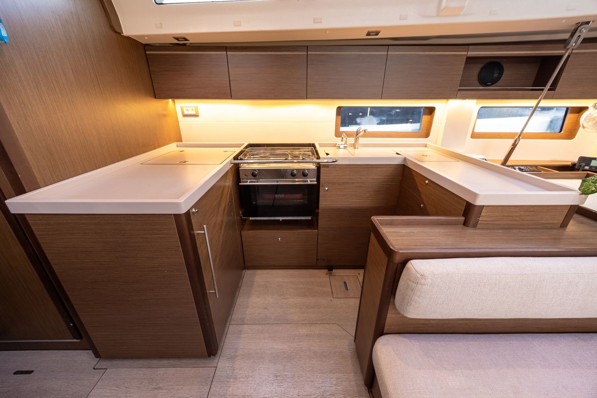 Galley of Forkys, a Beneteau Oceanis 51.1 sailboat at Municipal Unit of Lefkada, Greece