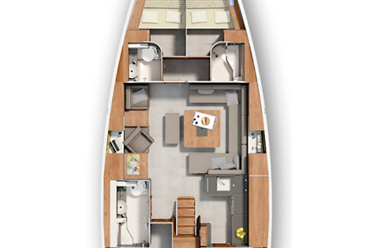 Floor plan of Sugar, a Hanse Yachts Hanse 455 sailboat at Athens, Greece