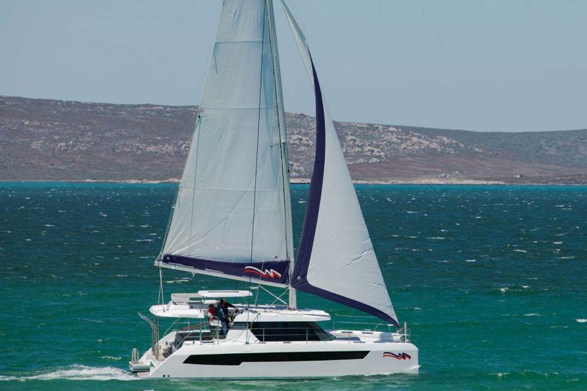 Exterior view of Moorings 4200/4 Exclusive, a Leopard 42 catamaran at Procida, Italy