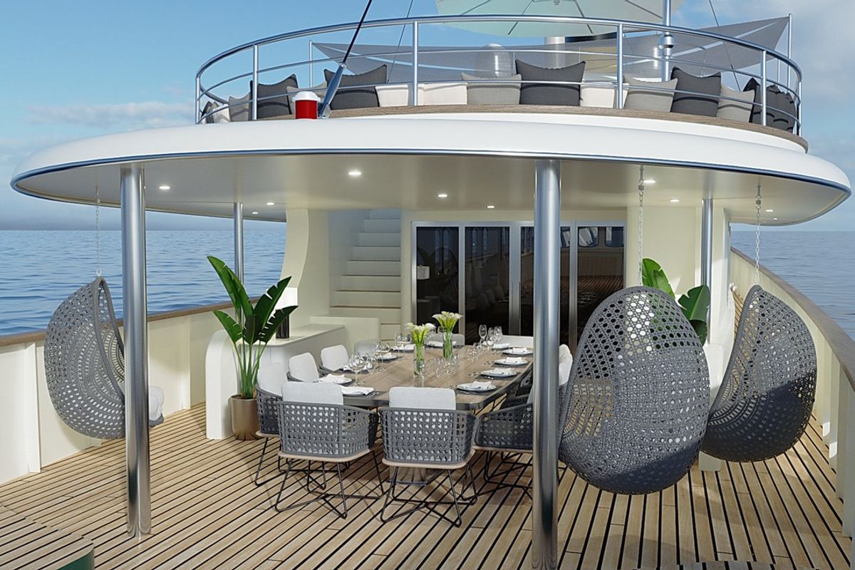 Deck of Maia, a Custom Made Maia yacht at Split, Croatia