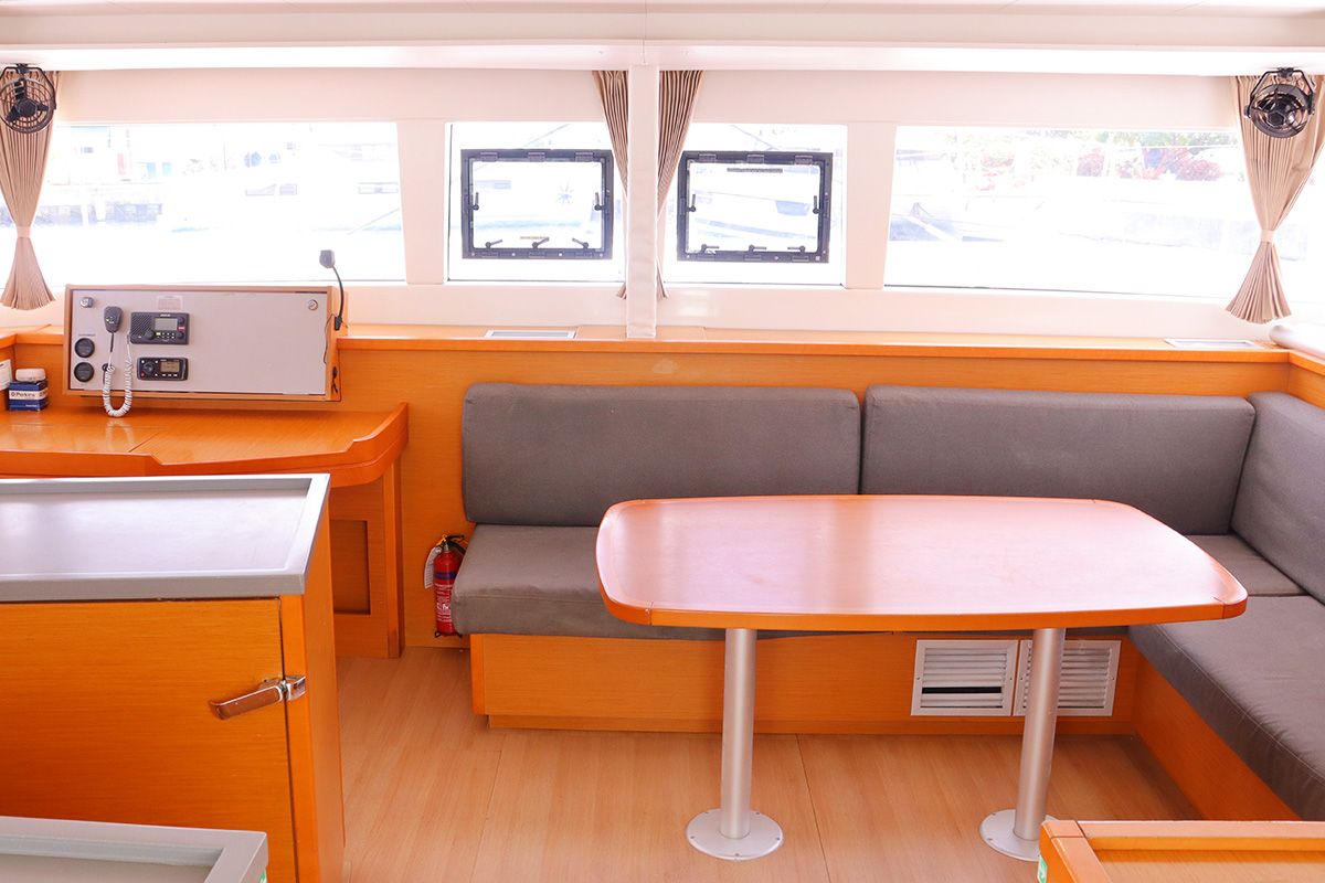 Salon of Moët, a Lagoon 450 F catamaran at Road Town, British Virgin Islands