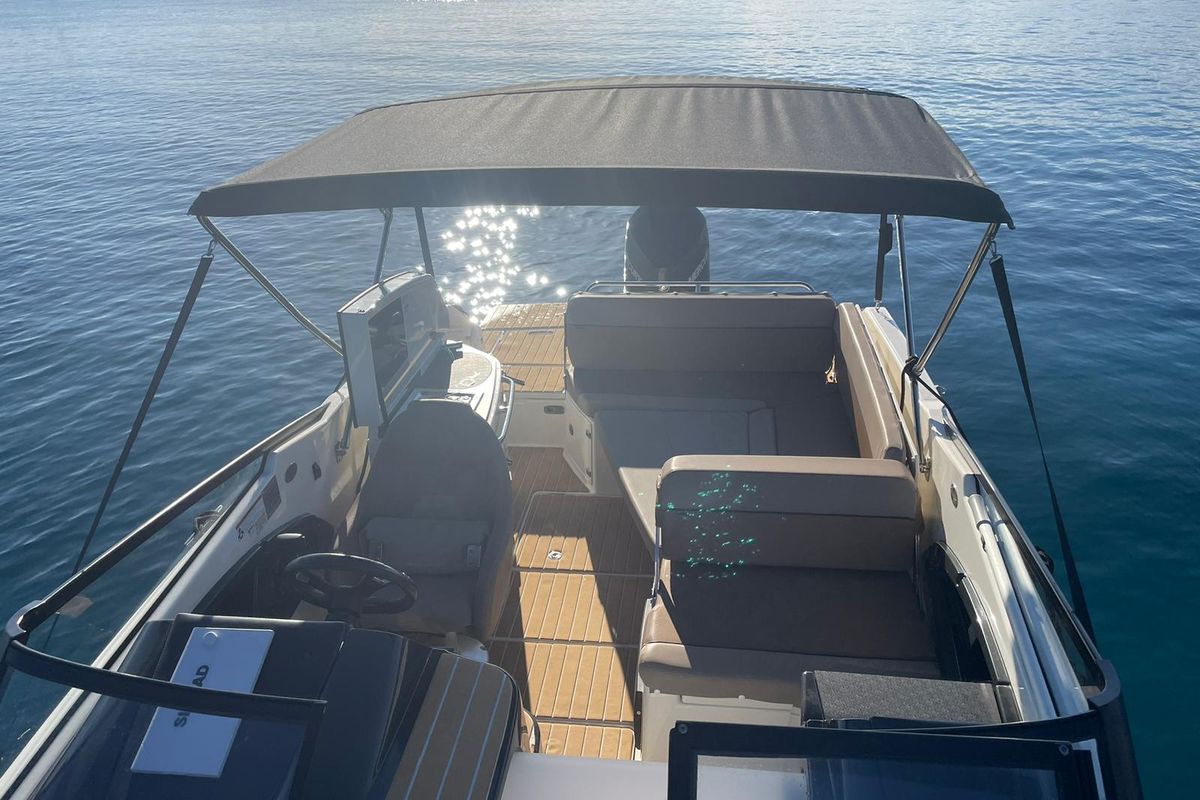 Deck of Quick, a Quicksilver Activ 755 CR motorboat at Tribunj, Croatia