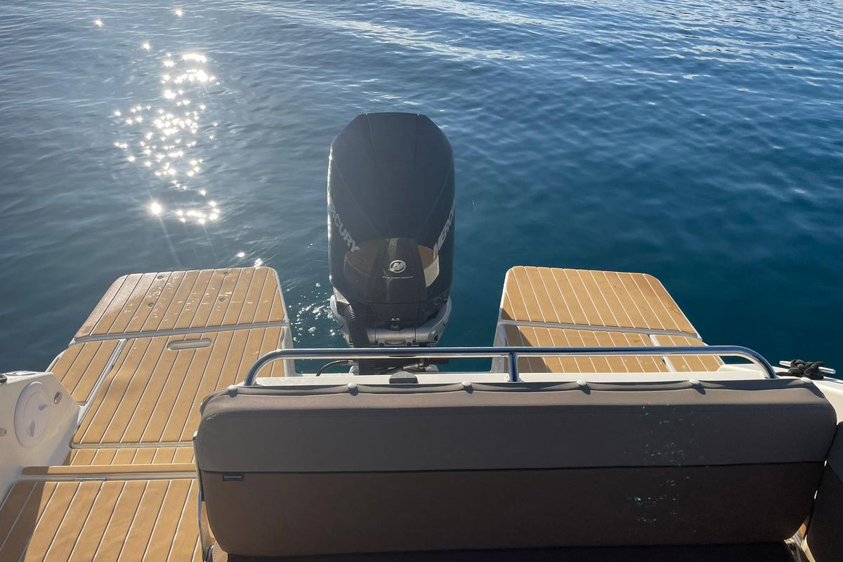 Deck of Quick, a Quicksilver Activ 755 CR motorboat at Tribunj, Croatia