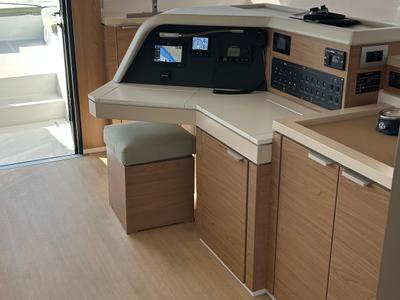 Cockpit of Italy, a Bali 5.4 catamaran at Capo d'Orlando, Italy