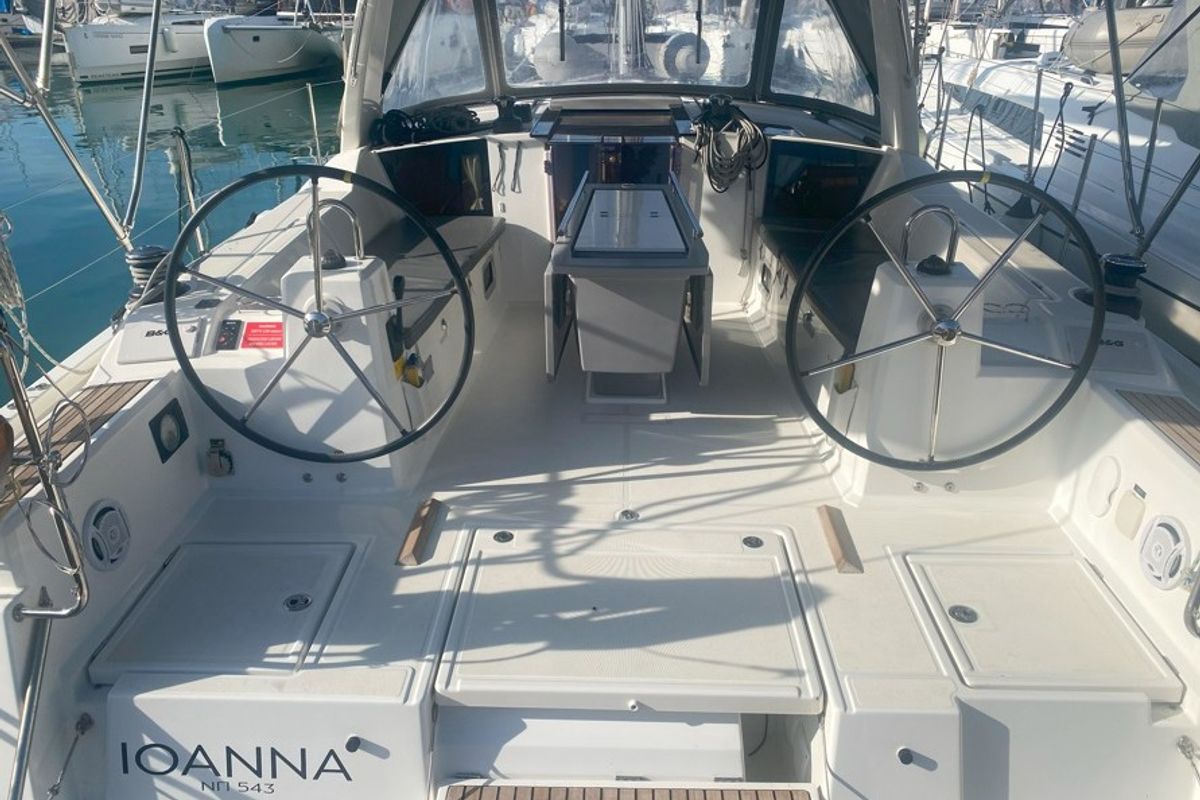 Cockpit of Ioanna, a Beneteau Oceanis 41.1 sailboat at Municipal Unit of Lefkada, Greece