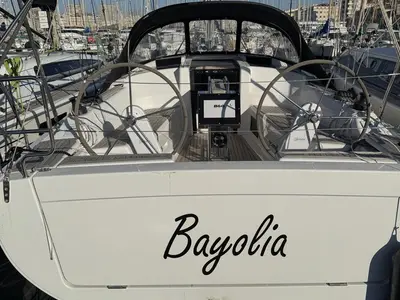 Cockpit of Bayolia, a Hanse Yachts Hanse 348 sailboat at Marseille, France