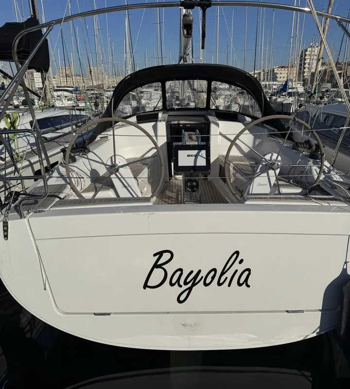 Cockpit of Bayolia, a Hanse Yachts Hanse 348 sailboat at Marseille, France