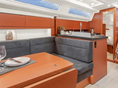 Salon of Bayolia, a Hanse Yachts Hanse 348 sailboat at Marseille, France